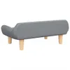 A grey fabric dog bed with wooden legs, shown from the back on a white background. Podgląd zdjęcia produktu