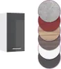 A single kitchen cabinet is shown next to a stack of circular color swatches. Voir les images du produit