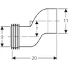 A technical drawing with dimensions of a plumbing connector. Produktbild-Vorschau