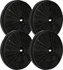 Four round, black charcoal filters for a kitchen range hood, arranged in a slightly overlapping grid. Produktbild-Vorschau