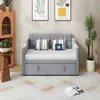 Schlafsofa ausziehbar 90x190cm mit Samtbezug in Hellgrau Produktbild-Vorschau 8