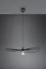 A black pendant light with a wide, flat shade resembling a hat, hanging from a cord against a dark gray background. Anteprima dell’immagine prodotto