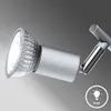 A close-up of a silver-colored LED spotlight with a clear lens, angled to show its adjustable head. A circular icon with a lightbulb and the word 'incl' is visible in the lower right corner. Produktbild-Vorschau