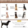 A collage of different dog breeds with German text labels, and a diagram showing how to measure a dog's body length. Produktbild-Vorschau