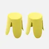 sweeek - 2er-Set stapelbare Hocker mit Kunstleder - Gelb Produktbild-Vorschau 1