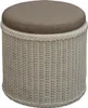KRINES HOME  Rattan Bad Hocker Wäschekorb Rund Weiß mit Produktbild-Vorschau 1