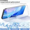 A clear phone case is shown on a phone, with marketing graphics below. Podgląd zdjęcia produktu