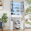 Merax Vitrine 70x30x200cm mit 2 Glastüren und 2 Schränke, Produktbild-Vorschau 4