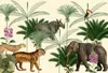 Vlies Fototapete - Jungle Land With Animals in the Style of Produktbild-Vorschau 5
