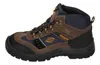 A side view of a brown and blue hiking boot. Produktbild-Vorschau