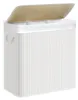 A white bamboo laundry basket with a beige lid is shown against a white background. Podgląd zdjęcia produktu