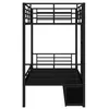 A black metal bunk bed with a built-in storage unit on the side, shown against a white background. Anteprima dell’immagine prodotto