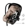A cutaway view of a baby car seat showing internal features and three icons representing features. Produktbild-Vorschau