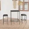 vidaXL 3 tlg. Gartenbar Set mit Kissen Poly Rattan Grau - Produktbild-Vorschau 2