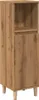 A tall, narrow cabinet with a wood grain finish and four legs. Náhled obrázku produktu