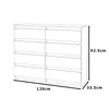 A line drawing of a white and wood-grain dresser with dimensions indicated. Produktbild-Vorschau