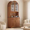 Merax hoge kast met werkblad, glazen vitrine met 2 lades en Productafbeelding-voorbeeld 8