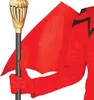 A close-up of a person wearing a red costume and holding a golden staff. Anteprima dell’immagine prodotto