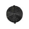 A top-down view of a black circular air filter. Voir les images du produit