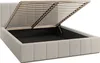 A bed frame with the storage compartment open, showing the slatted base and the interior storage space. Produktbild-Vorschau
