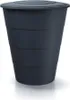 A dark gray plastic rain barrel with a lid, shown from the front on a white background. Náhľad obrázku produktu