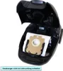 The image shows the inside of a black vacuum cleaner with a dust bag installed. Produktbild-Vorschau
