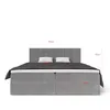A studio shot of a bed with dimensions indicated. Voir les images du produit