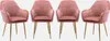 sweeek - 4er-Set Samt-Sessel mit Metallbeinen  - Altrosa Produktbild-Vorschau 1