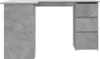 A concrete-effect corner desk with drawers on a white background. Produktbild-Vorschau