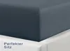 A close-up view of a dark gray fitted sheet on a white bed base. Produktbild-Vorschau