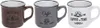 Three coffee mugs with different designs are displayed side-by-side against a white background. Náhled obrázku produktu