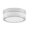 A ceiling lamp with a chrome frame and white glass shade, presented against a white background. Produktbild-Vorschau