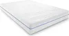 A white mattress with a blue stripe around the edge, shown from a diagonal angle on a white background. Anteprima dell’immagine prodotto