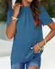 ASKSA Damen Chiffon Blusen Stehkragen Elegant Falten Produktbild-Vorschau 3