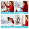A collage of four images showing the steps to apply Christmas window stickers. Produktbild-Vorschau