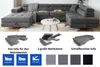 Ecksofa U-Form 345 x 202 cm Grau Rechts mit Schlaffunktion Produktbild-Vorschau 9