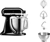 A black KitchenAid stand mixer with its attachments and bowl, displayed against a white background. Anteprima dell’immagine prodotto