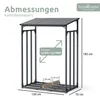 A diagram showing the dimensions and volume capacity of a firewood rack. Produktbild-Vorschau