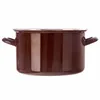 A brown enamel pot with handles, shown from the side against a white background. Voir les images du produit