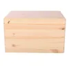 A plain, front-facing view of an unpainted wooden storage box with a lid. Produktbild-Vorschau