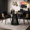 Esstisch rund Viero 75 cm Schwarz Marmor – moderner Produktbild-Vorschau 2