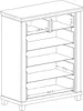 A line drawing of a chest of drawers with dimensions indicated. Podgląd zdjęcia produktu