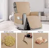 A recliner chair with a beige cover, shown with close-ups demonstrating protection against crumbs, beverages, and pet hair. Anteprima dell’immagine prodotto