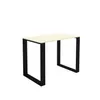 A product shot of a desk with a beige top and black legs, isolated on a white background. Náhľad obrázku produktu