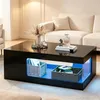 Table basse 50 x 100 x 35 cm, noir brillant, ensemble de Voir les images du produit 2