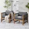 home24 Loungesessel - 2er-Set - Akazie massiv / Polyester - Produktbild-Vorschau 1