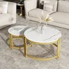 Flieks Couchtisch, 2er Set Marmor Satztisch rund, Produktbild-Vorschau 1