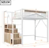 A diagram showing the dimensions of a loft bed with stairs and storage. Anteprima dell’immagine prodotto