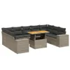 10-tlg. Garten-Sofagarnitur mit Kissen Grau Poly Rattan Produktbild-Vorschau 1