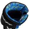 Close-up view of the inside of a black hockey glove with a blue and green camouflage pattern lining. Podgląd zdjęcia produktu